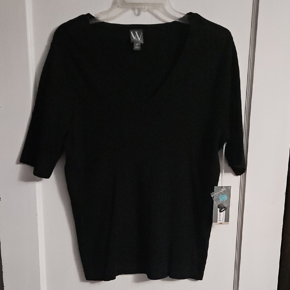 Worthington Black Ribbed Top